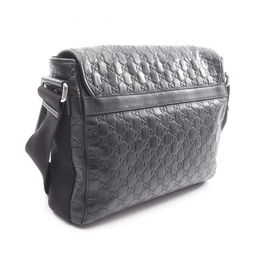 【美品】グッチ メッセンジャーバッグ ボディ シマ GG レザー グレー GUCCI（グッチ） グッチシマ ブランドオフ レザー ショルダーバッグ