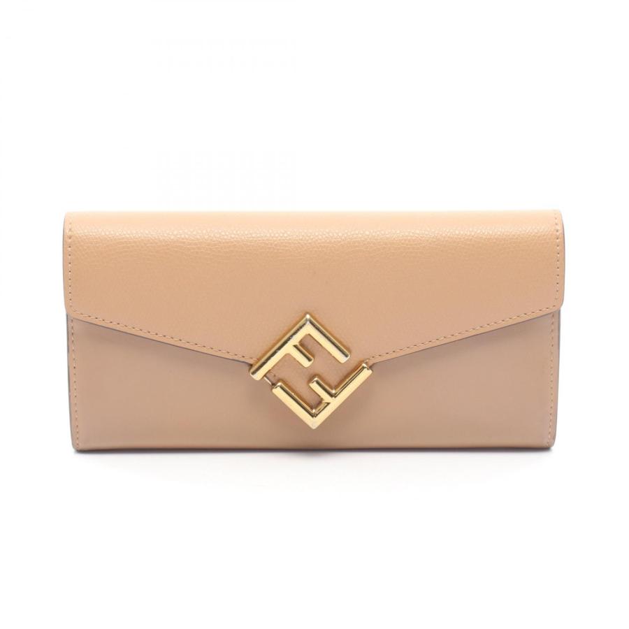 【美品】FENDI エフ イズ フェンディ レザー 二つ折り長財布 FENDI（フェンディ） FFダイヤモンド ブランドオフ レザー 二つ折り長