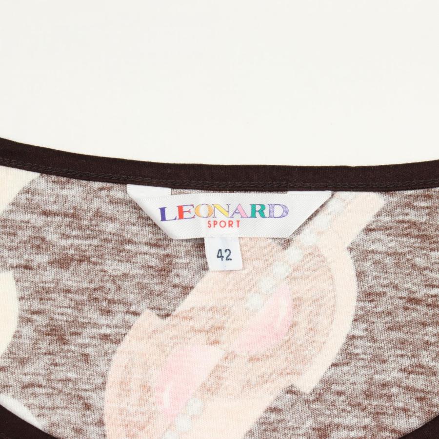 【レオナール】LEONARD 七分袖カットソー セピア色サイズ40 爆買 レオナールスポーツ ジュエリー柄 七分袖 ブランドオフ LEONARD