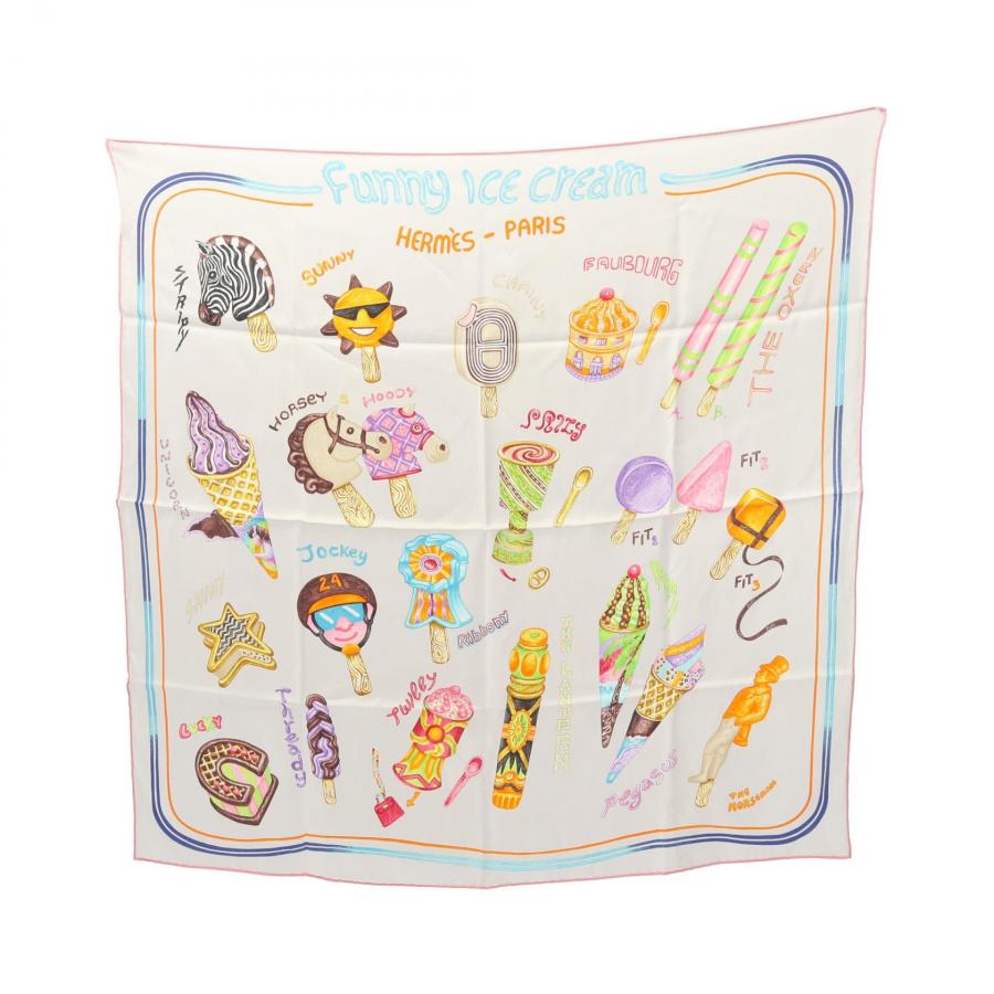 HERMES エルメス スカーフ カレ70 FUNNY ICE CREAM HERMES（エルメス） カレ70 Funny Ice Cream ブランドオフ シルク
