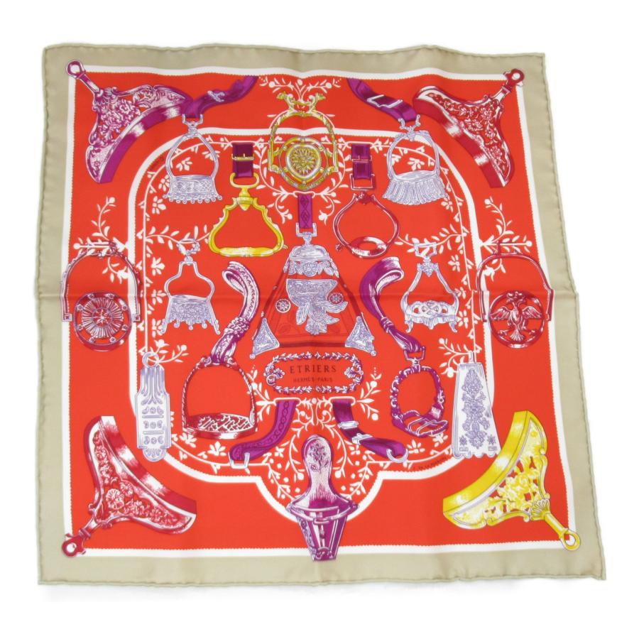 HERMES エルメス スカーフ カレ45 スカーフ レッド系 シルク 中古 