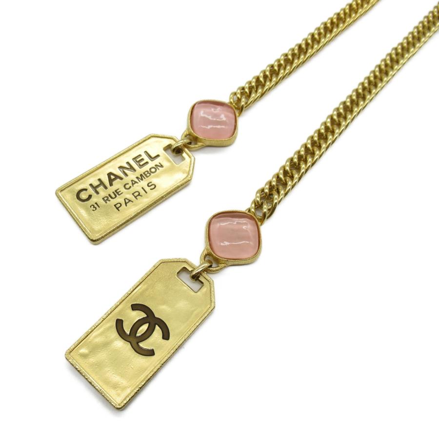 CHANEL シャネル ネックレス タグ プレートストーン付き CHANEL シャネル ネックレス タグ プレートストーン付き