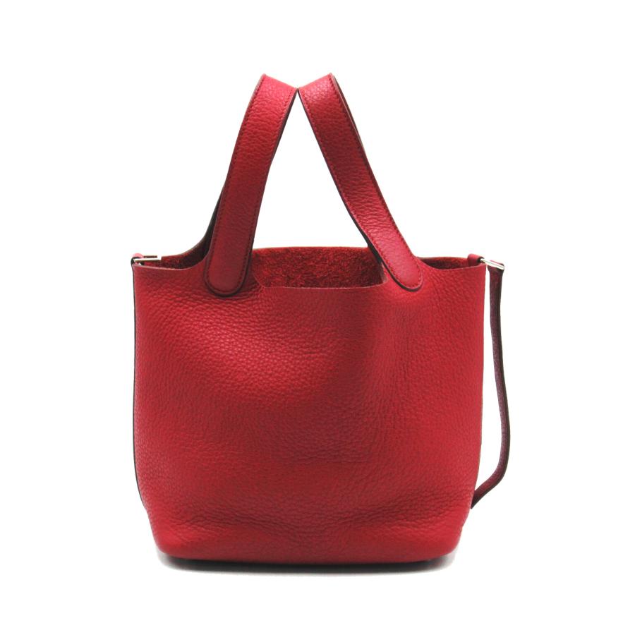 HERMES エルメス トートバッグ ピコタンPM レッド系 レザー 中古  