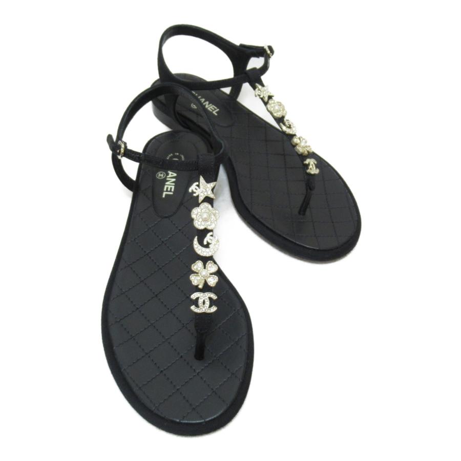CHANEL シャネル サンダル ブラック系 レザー 中古 レディース  