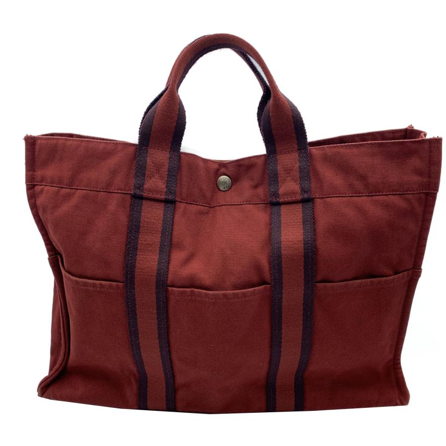 HERMES エルメス トートバッグ フールトゥMM レッド系 キャンバス 中古 