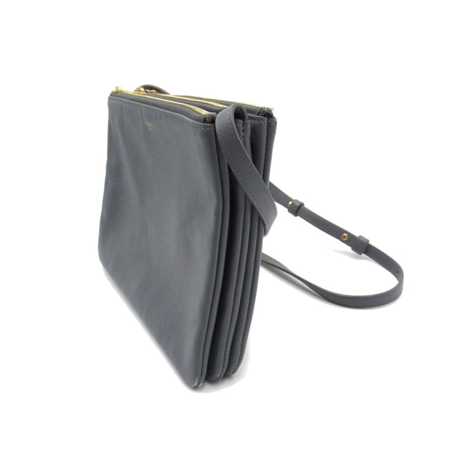CELINE セリーヌ ショルダーバッグ トリオ グレー系 レザー 中古 CELINE セリーヌ ショルダーバッグ トリオ グレー系 レザー 中古
