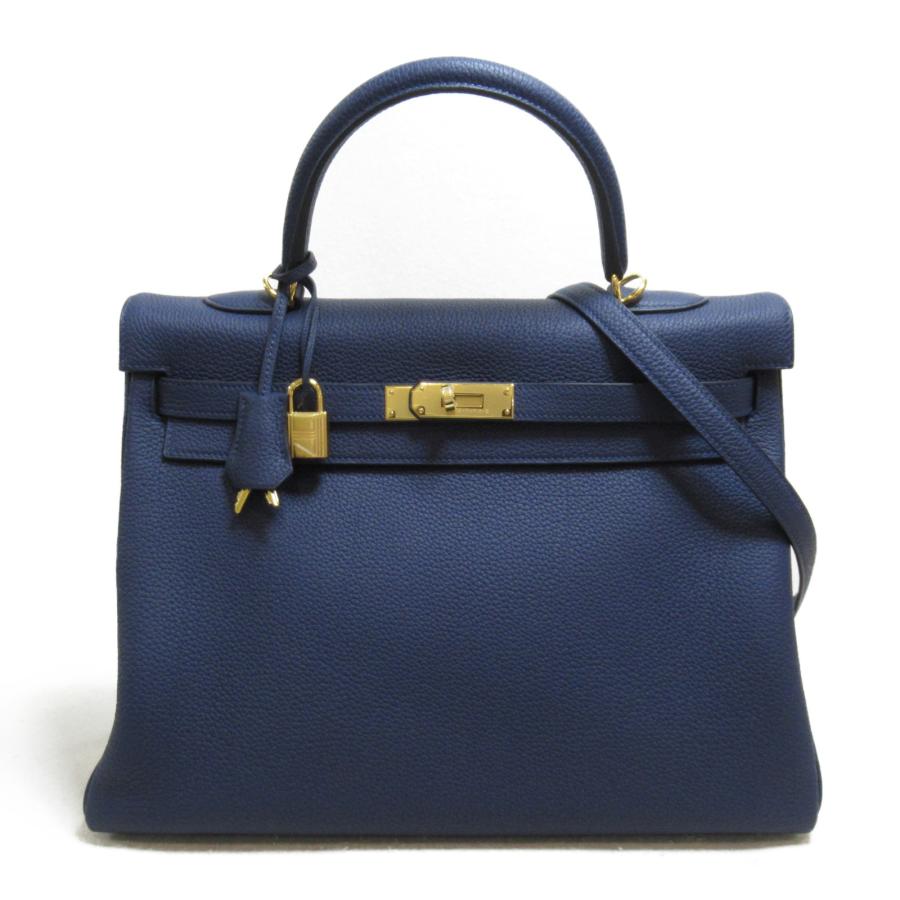 HERMES エルメス ハンドバッグ ケリー35 ハンドバッグ 内縫い ブルー系 