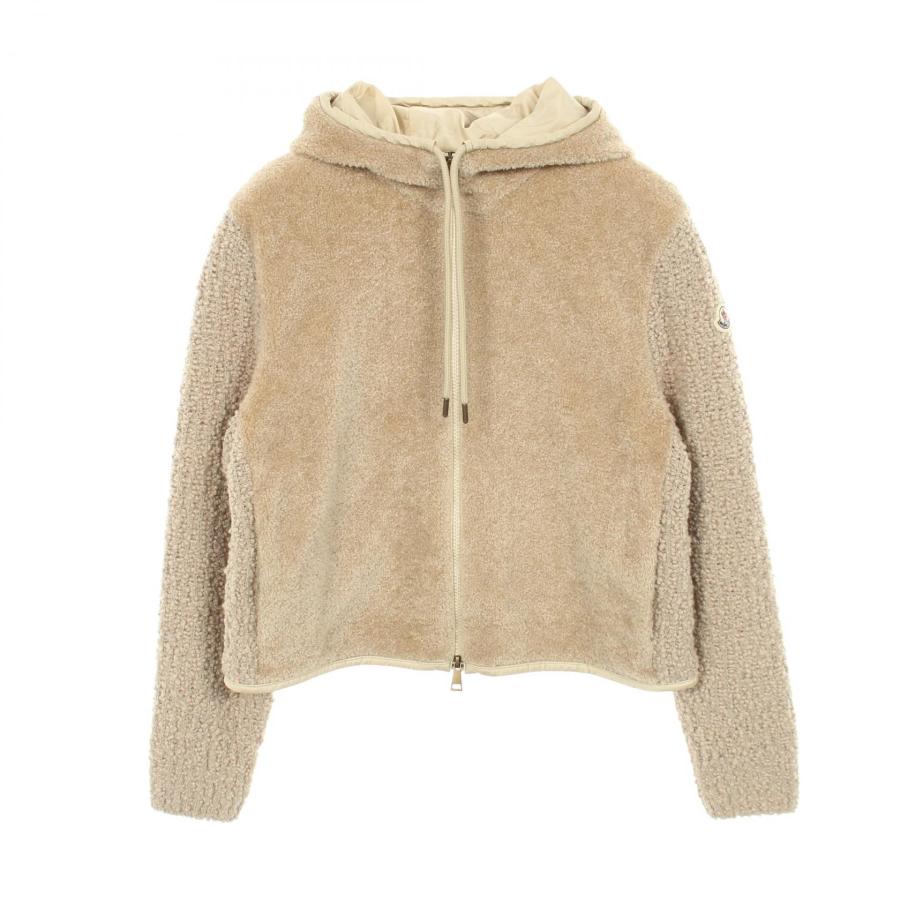 Moncler フード付きパーカーニット　XXL ベージュ　極美品 MONCLER（モンクレール） ニット切替 フリースパーカー ブランドオフ