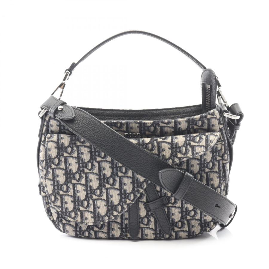 Dior オブリーク ジャガード サドルバック ディオール Dior サドル バッグ ブラック ベージュ キャンバス