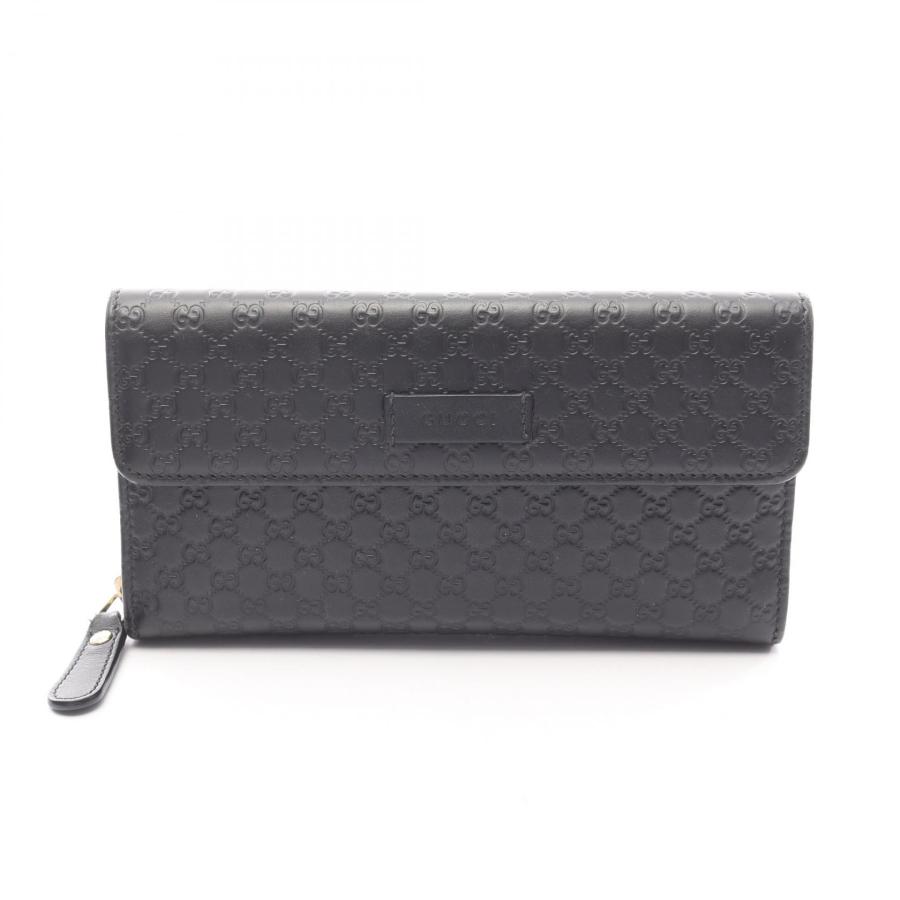 GUCCI　グッチ　折り財布　マイクロシマ　黒　未使用級 GUCCI（グッチ） マイクログッチシマ ブランドオフ レザー 三つ折り長