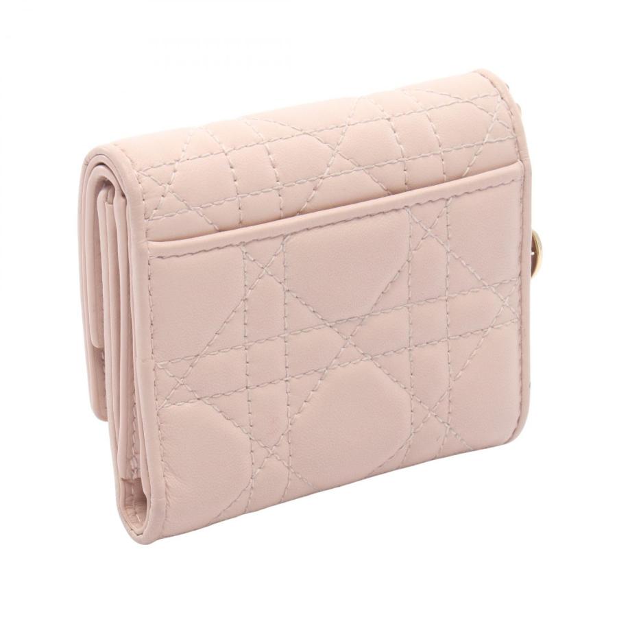 Dior 三つ折財布 ラムレザー クリスチャンディオール LADY DIOR ロータスウォレット ブランドオフ