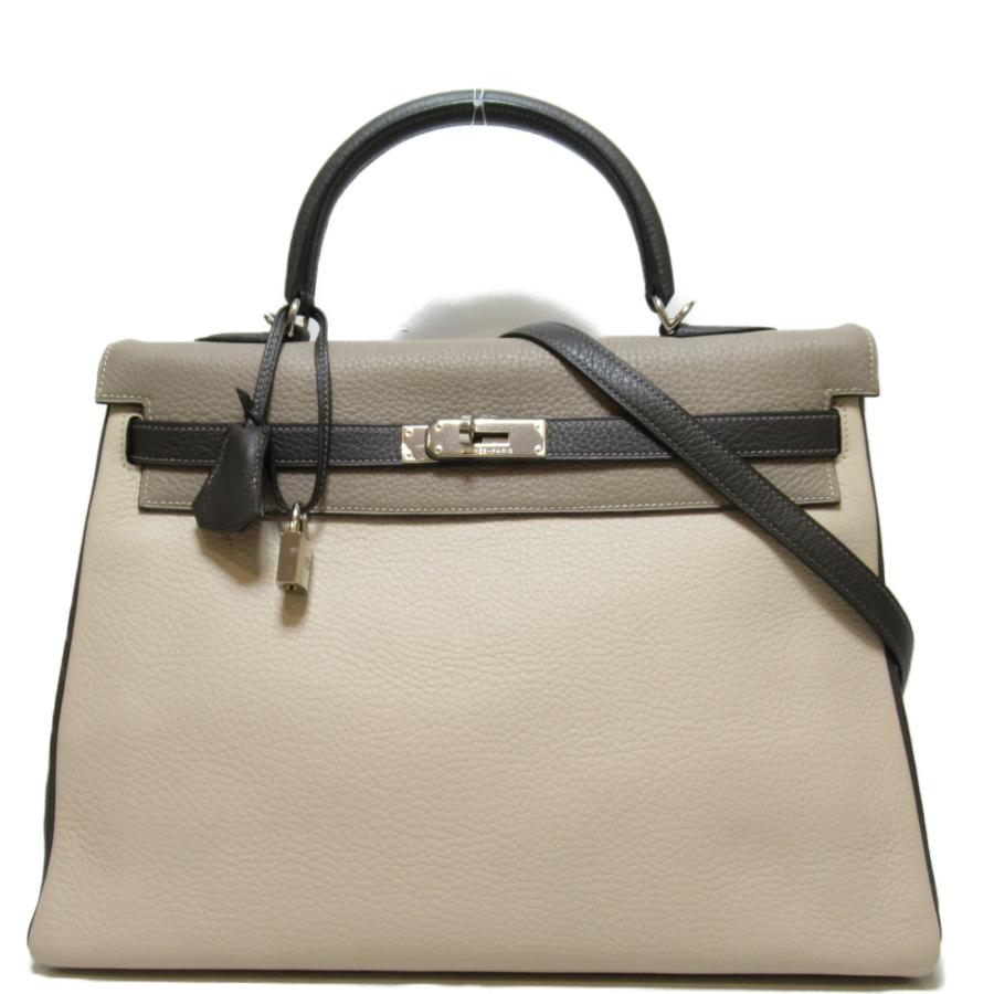 HERMES エルメス ハンドバッグ ケリー35 ベージュ系 レザー 中古 