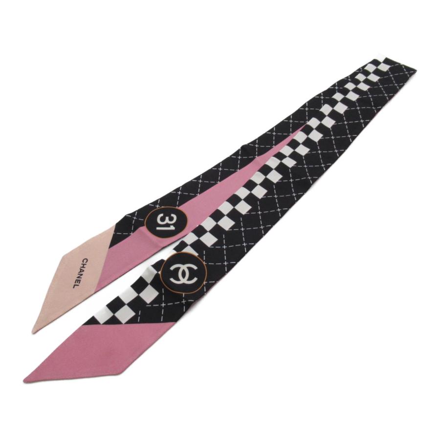 CHANEL シャネル スカーフ ツイリー スカーフ ブラック系 シルク 中古 