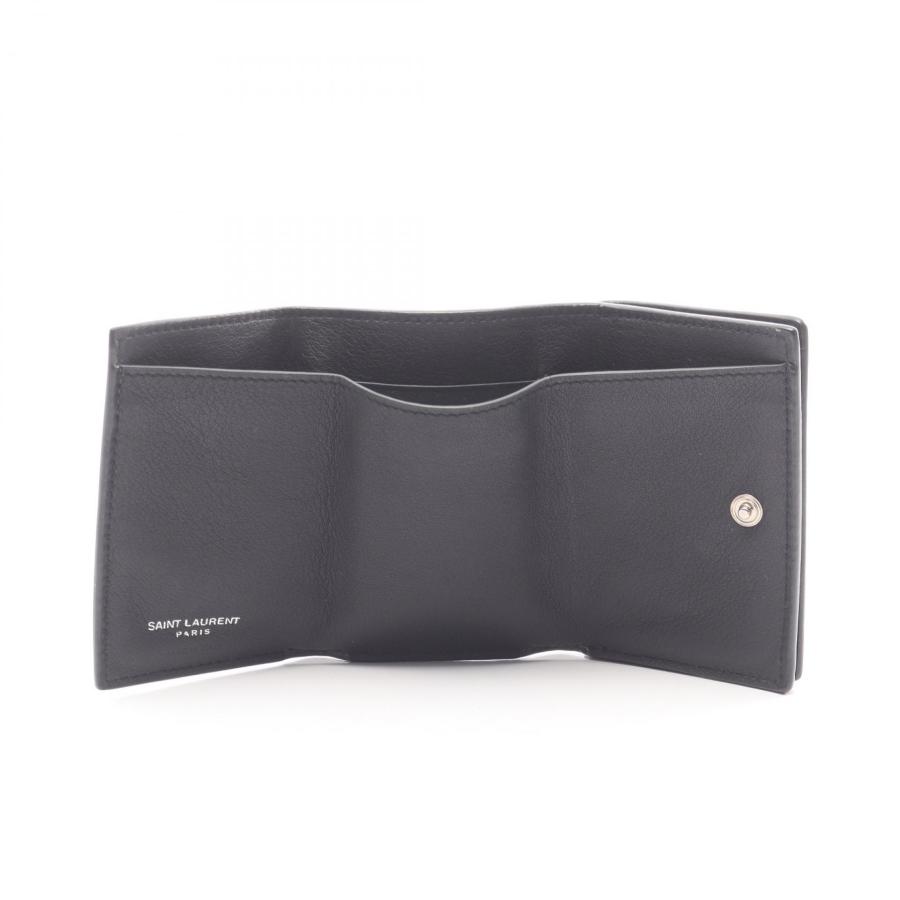 【現行／美品】サンローラン 三つ折財布 オリガミ タイニー YSLロゴ／黒C Yves Saint Laurent（イヴ・サンローラン） オリガミ タイニー