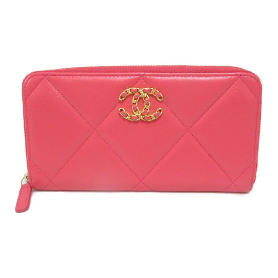CHANEL シャネル L型ファスナー長財布 ラウンド長財布 ピンク系 