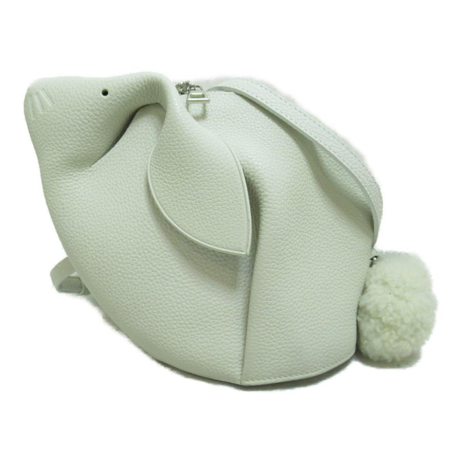 LOEWE ロエベ ショルダーバッグ ラビット ホワイト系 レザー 中古 