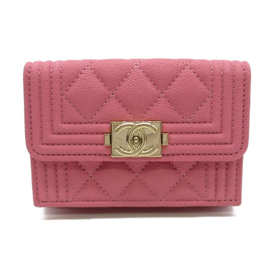 CHANEL シャネル ボーイシャネル 三つ折財布 ブランドオフ キャビア 
