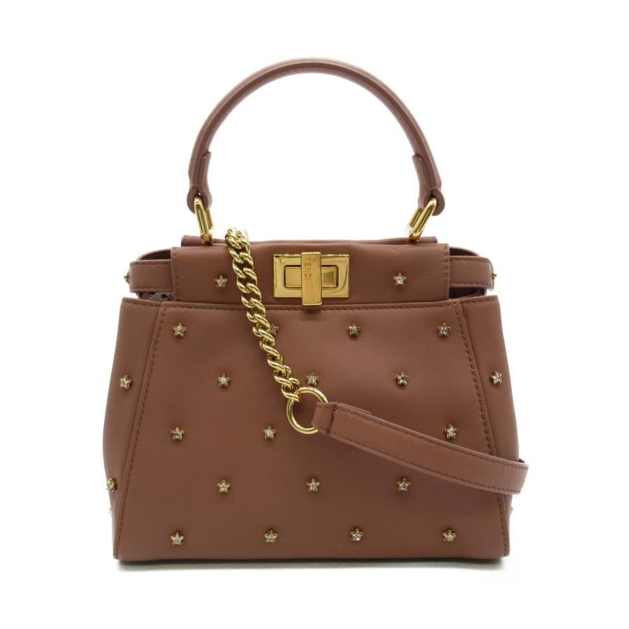 FENDI フェンディ 2wayショルダーバッグ ピーカブーXS ピンク系 レザー 