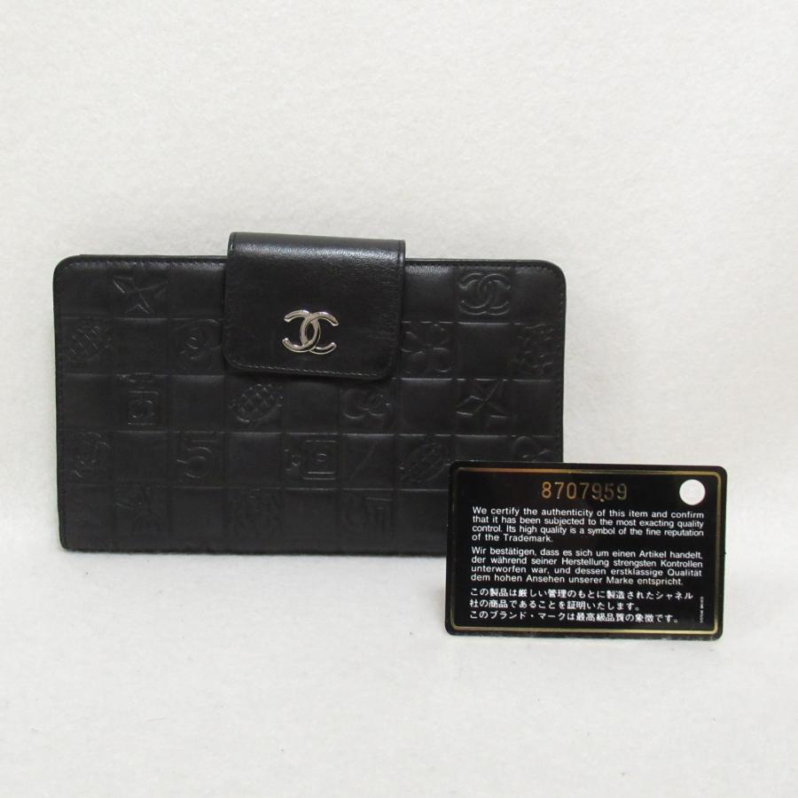 シャネル がま口長財布 ブランドオフ CHANEL ラムスキン（羊革） 二 