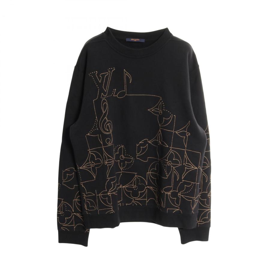 ルイ・ヴィトン LOUIS VUITTON ミュージックライン エンブロイダード スウェット 衣料品 トップス コットン メンズ ブラック系 / ベージュ系 【中古】 LOUIS VUITTON（ルイ・ヴィトン） ミュージックライン エンブロイダー