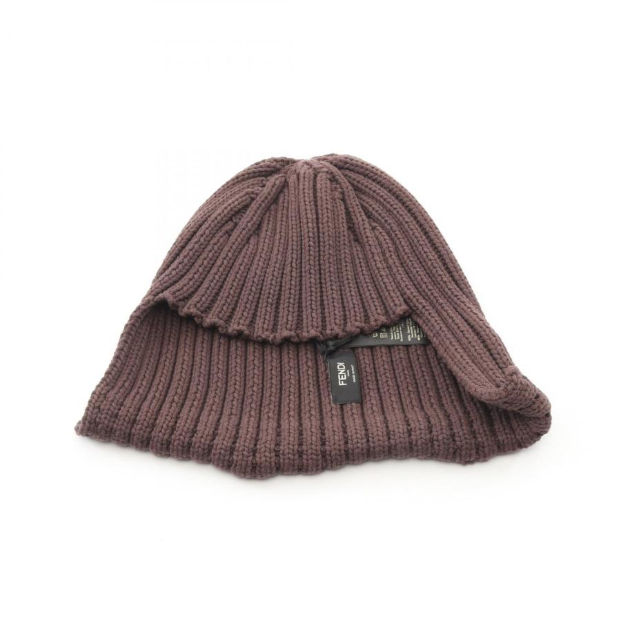 FENDI ロゴニット帽 ベージュ・黒 FENDI（フェンディ） FFロゴ ニット帽 ブランドオフ その他 ニット