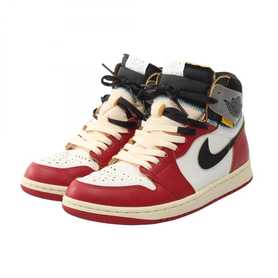 ナイキ NIKE NIKE × UNION AIR JORDAN 1 RETRO HIGH スニーカー 靴 レザー ファブリック メンズ レッド系 / マルチカラー 【中古】 NIKE（ナイキ） × UNION AIR JORDAN 1 RETRO HIGH ブランドオフ レザー