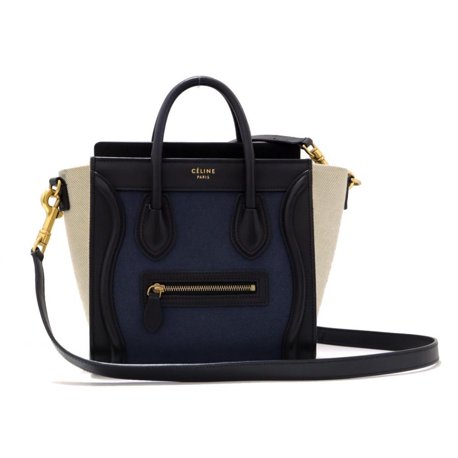 セリーヌ ラケージ ナノショッパー 2way トートバッグ ネイビー系 X ブラック系 X ホワイト系 牛革 カーフ X キャンバス ランクb ブランドオフ Yahoo 店 通販 Yahoo ショッピング