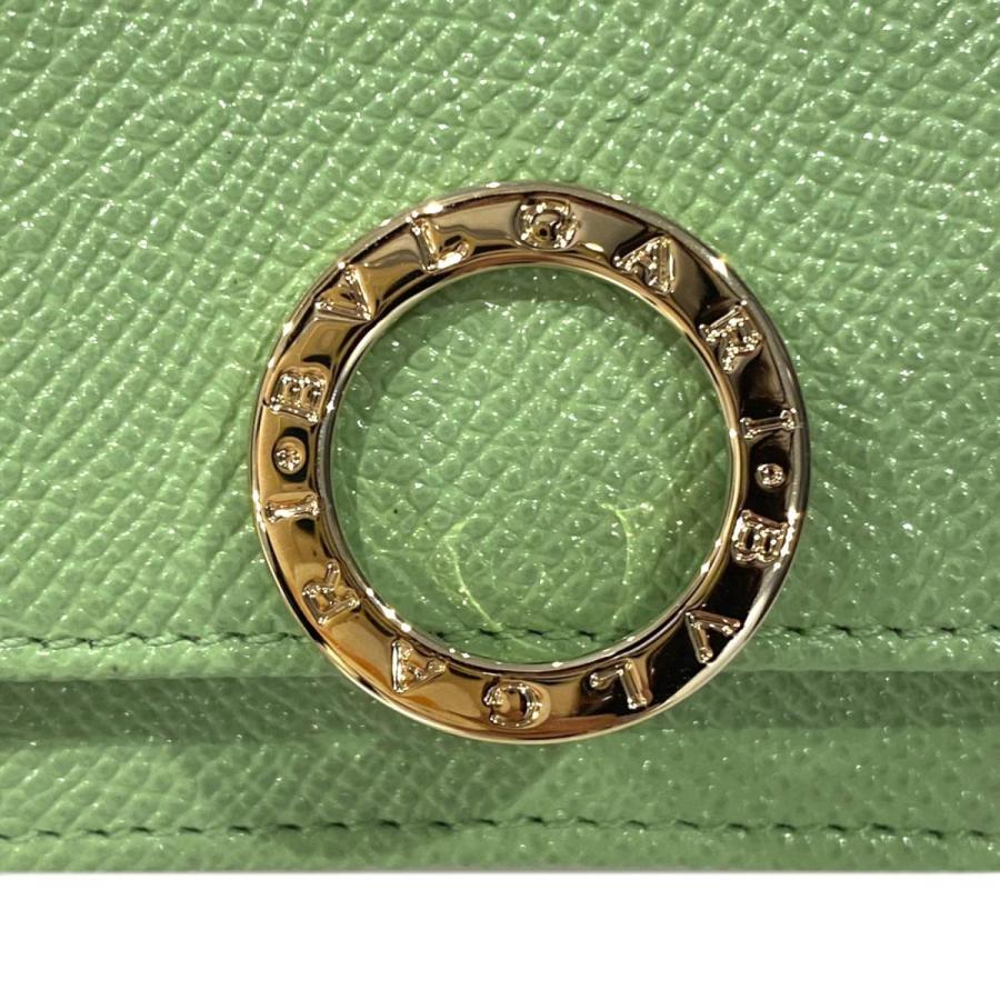 ブルガリ 三つ折り財布 289766 [ランクA]ライトグリーン 美品（BVLGARI 