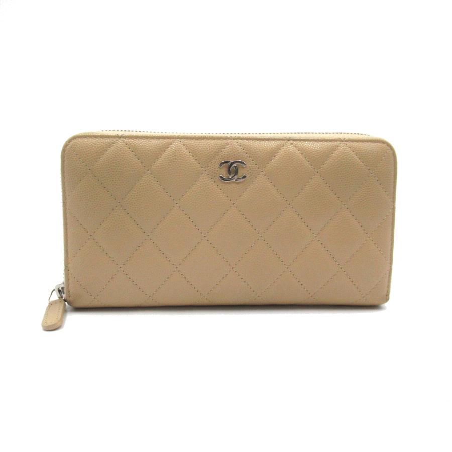 CHANEL シャネル ラウンド長財布 マトラッセラウンド長財布 ベージュ系 