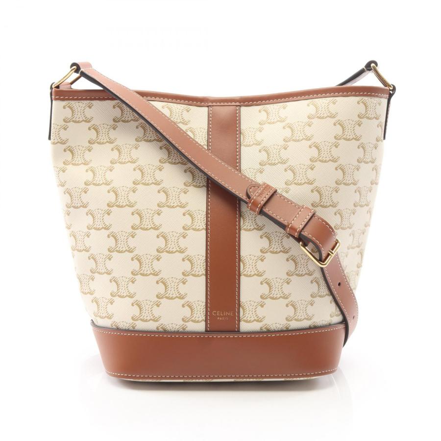 週末限定　極美品　セリーヌ　トリオンフキャンバス　スモールバケット　タン CELINE（セリーヌ） 爆買 スモールバケット トリオンフ ブランドオフ