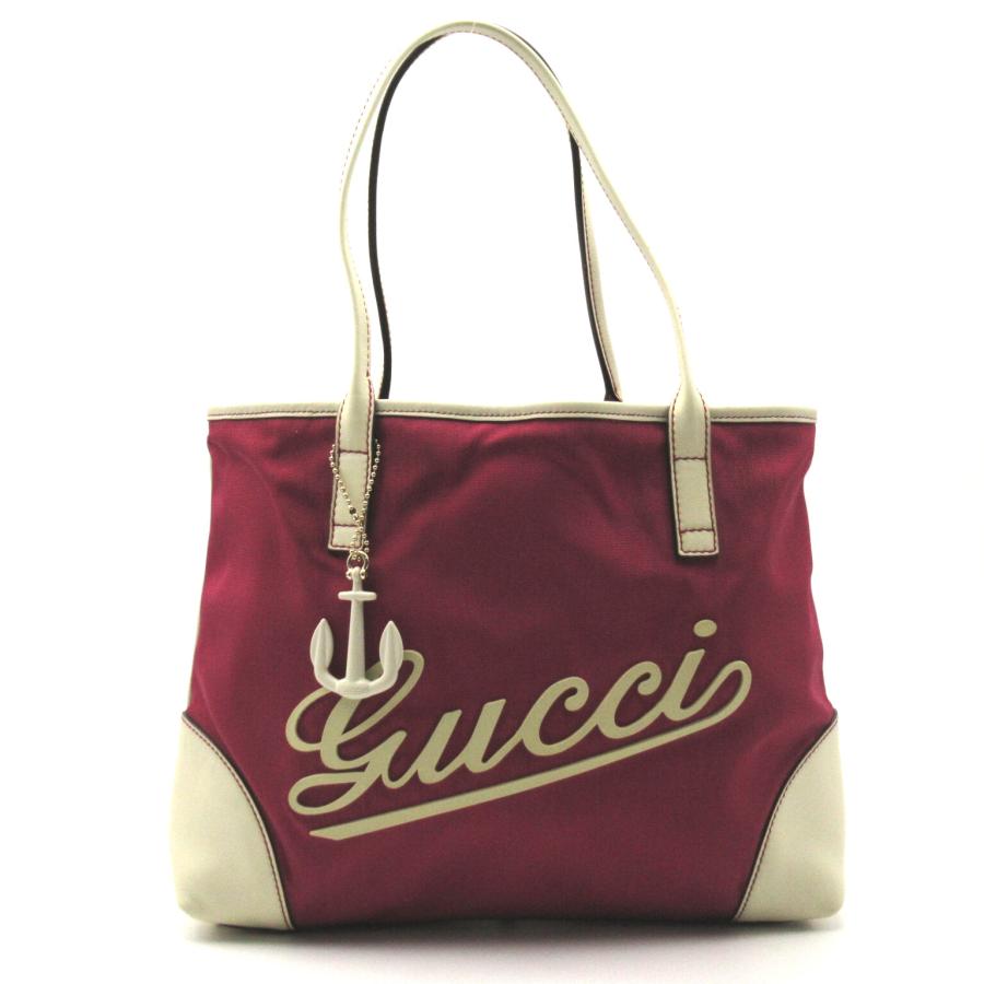 GUCCI グッチ トートバッグ ボルドー系 ナイロン 中古 レディース 