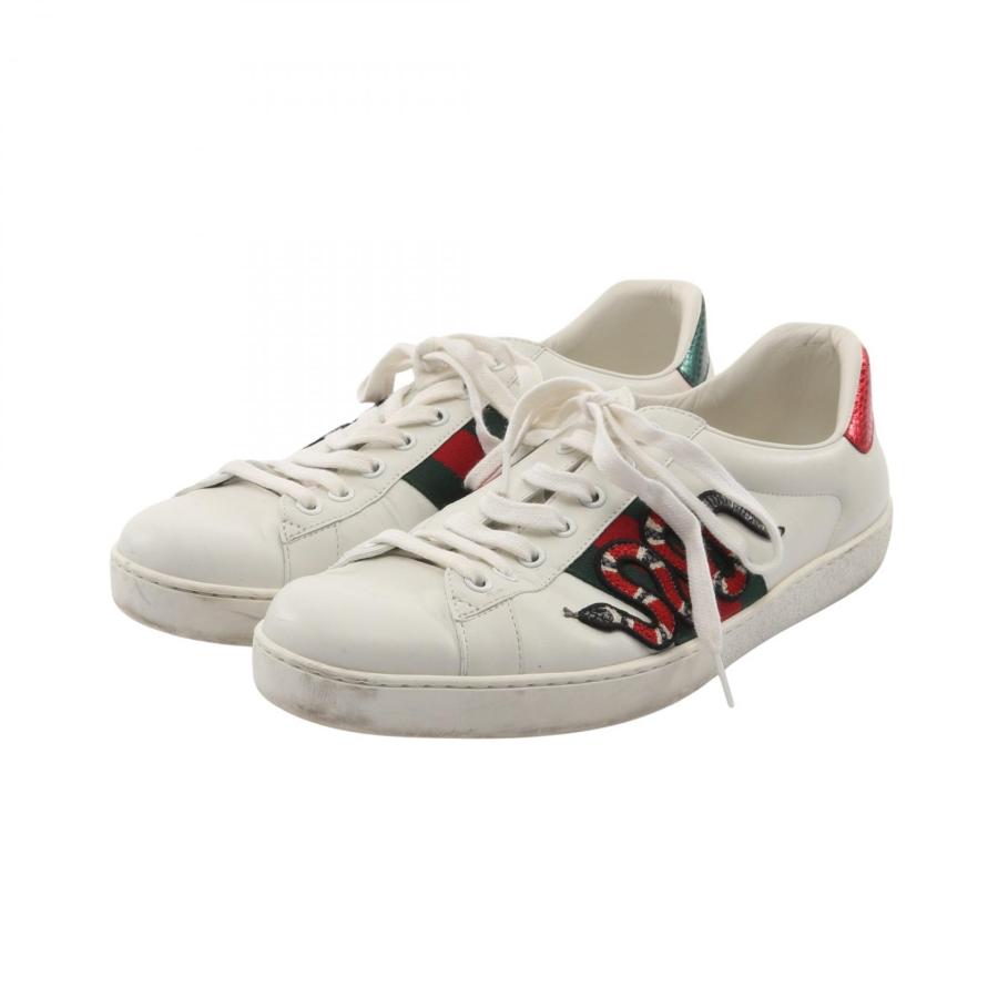 【美品】グッチ スニーカー インターロッキング シェリーライン レザー メンズ GUCCI（グッチ） エンブロイダリー シェリーライン ブランドオフ