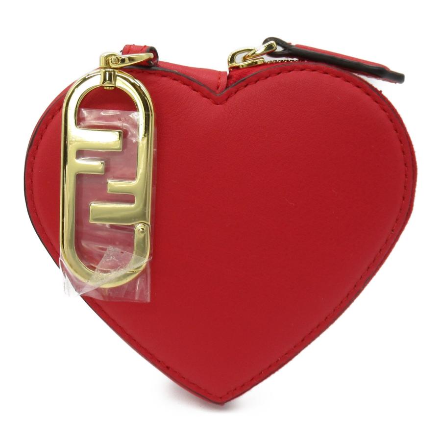 FENDI フェンディ コインケース ハート型コインケース レッド系 レザー  