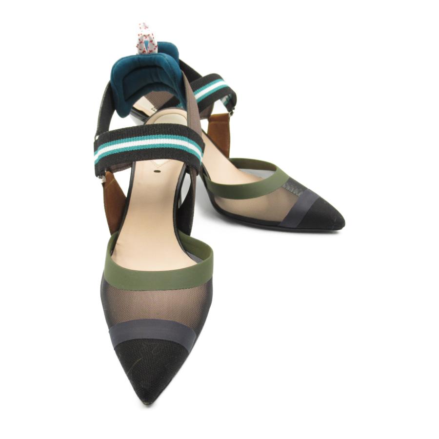 FENDI フェンディ サンダル メッシュサンダル グレー系 キャンバス  