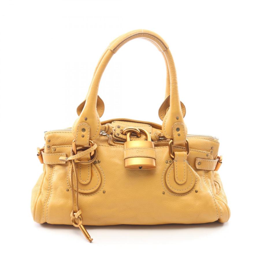 Chloe クロエ　パディントンレザー ハンドバッグ キャメル　金具付きロック Chloe（クロエ） パディントン ブランドオフ レザー ハンドバッグ