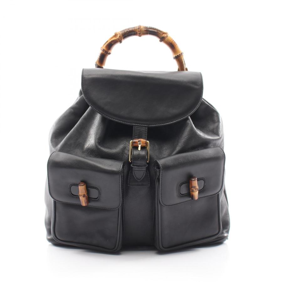 GUCCI グッチ バンブー リュック オールレザー 黒 GUCCI（グッチ） バンブー ブランドオフ レザー リュックサック バック