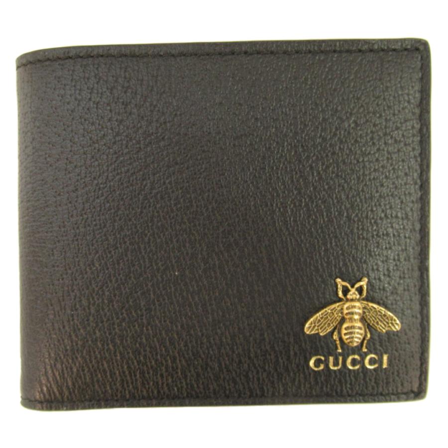 GUCCI グッチ 二つ折り財布 アニマリエ ビー 二つ折財布 ブラック系 
