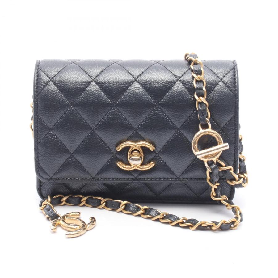 【極美品CHANEL ノベルティキャビアスキン マトラッセ チェーンウォレット CHANEL（シャネル） マトラッセ ミニ チェーンウォレット メタリック