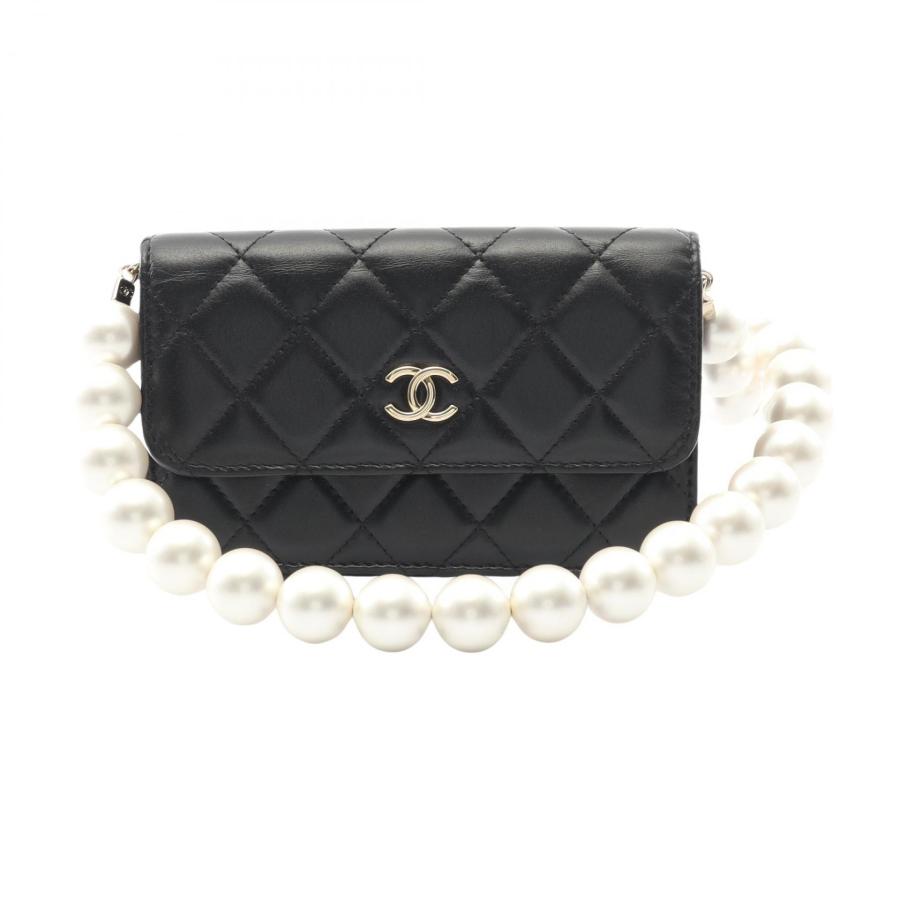 シャネル CHANEL マトラッセ パールチェーン ショルダーバッグ バッグ ラムスキン（羊革） レディース ブラック系 AP1838 【中古】 CHANEL（シャネル） マトラッセ パールチェーン ブランドオフ