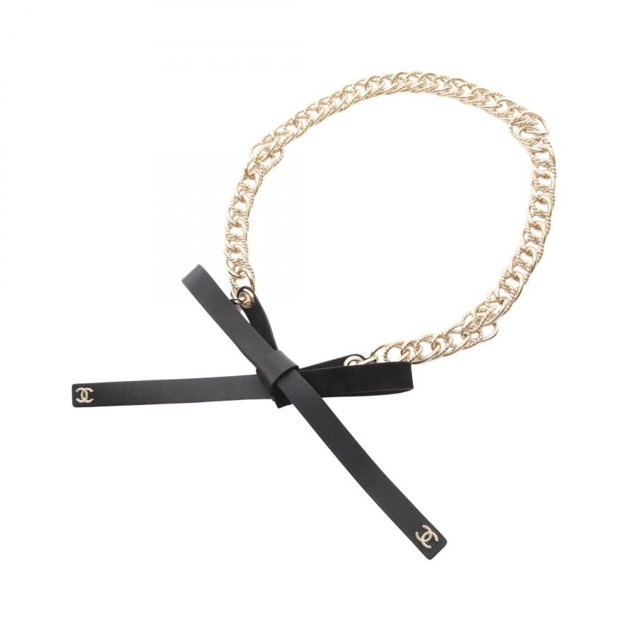 【CHANEL シャネル　チェーンベルト　リボンベルト】 CHANEL（シャネル） ココマーク リボン チェーン ブランドオフ レザー