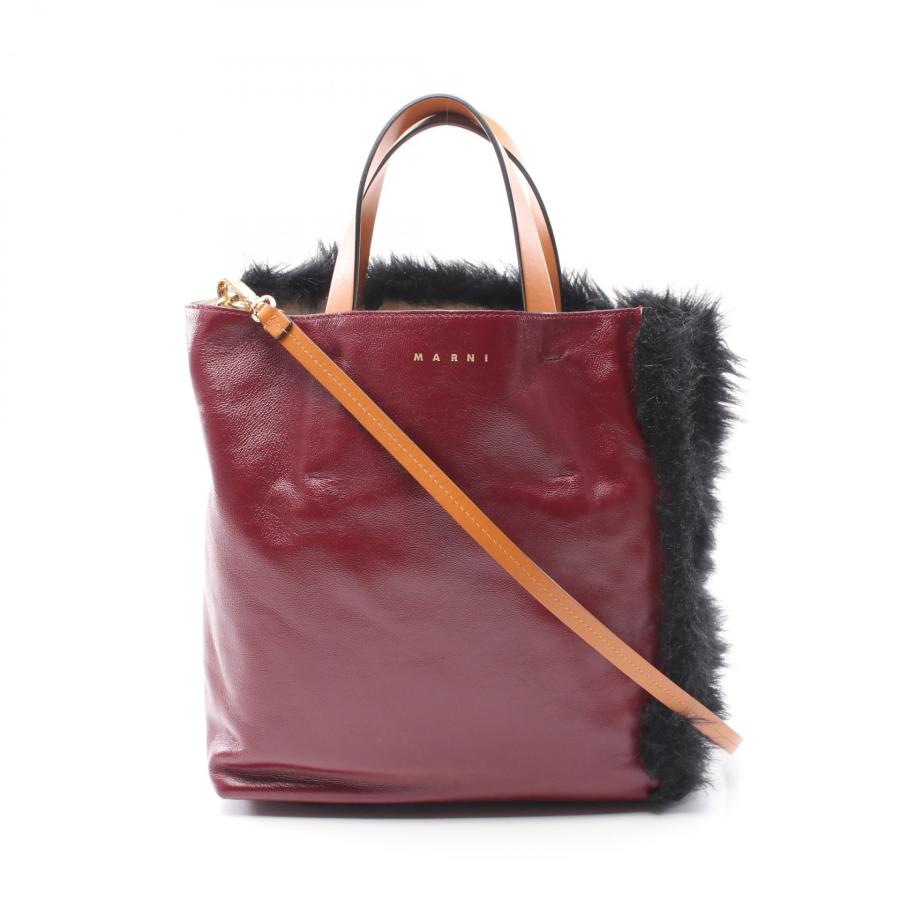 MARNI マルニ MUSEO エコファー ブランドオフ レザー トートバッグ 