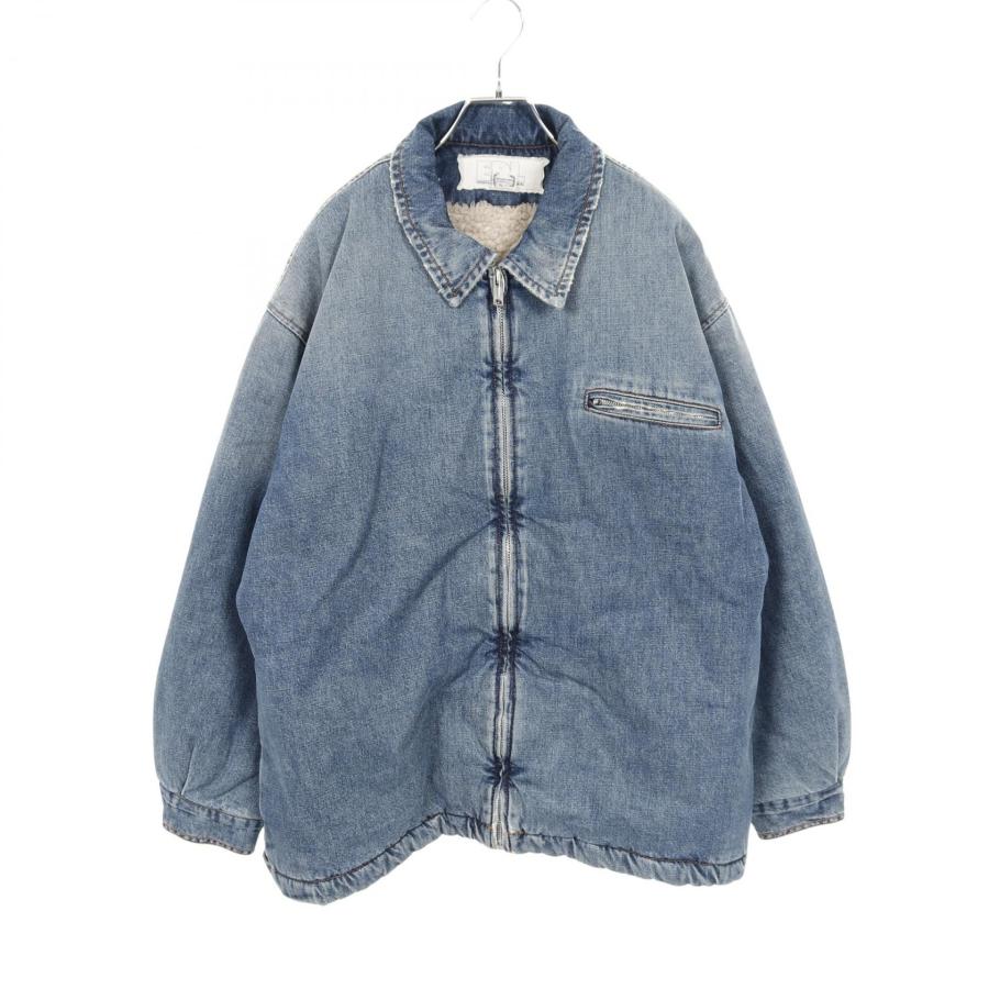 爆買 イーアールエル DISTRESSED DENIM SHERPA COAT ボア 中綿 