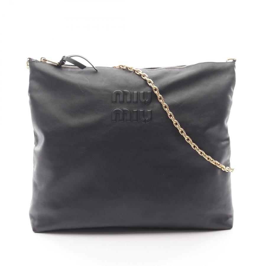 ミュウ ミュウ Miu Miu トートバッグ バッグ レザー ラムスキン（羊革） レディース ブラック系 5BC114 【中古】 ミュウ ブランドオフ Miu レザー トートバッグ ラムスキン 中古