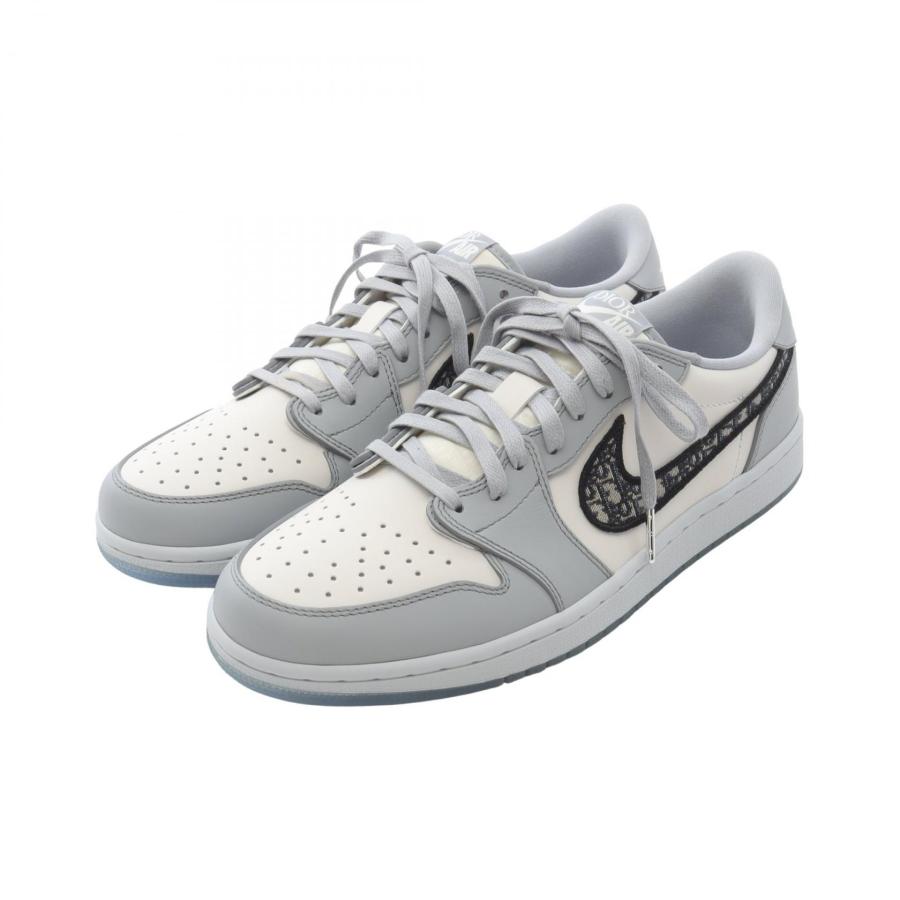 ディオール Dior DIOR × Nike Air Jordan 1 Low スニーカー 靴 レザー キャンバス メンズ ホワイト系 / グレー系 【中古】 ディオール DIOR × Nike Air Jordan 1 Low ブランドオフ Dior レザー