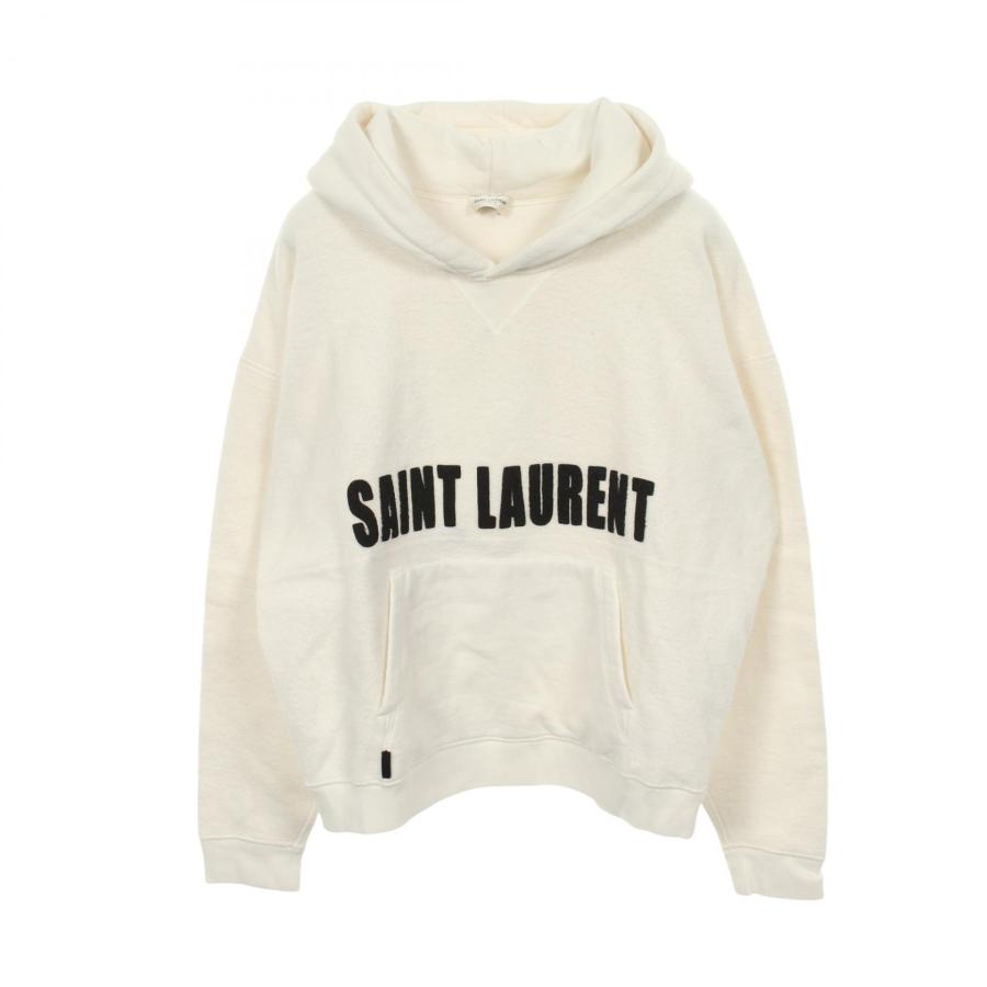 サンローランパリ SAINT LAURENT PARIS インサイドアウトロゴ パーカー 衣料品 トップス コットン メンズ ホワイト系 【中古】 サンローランパリ インサイドアウトロゴ ブランドオフ SAINT LAURENT