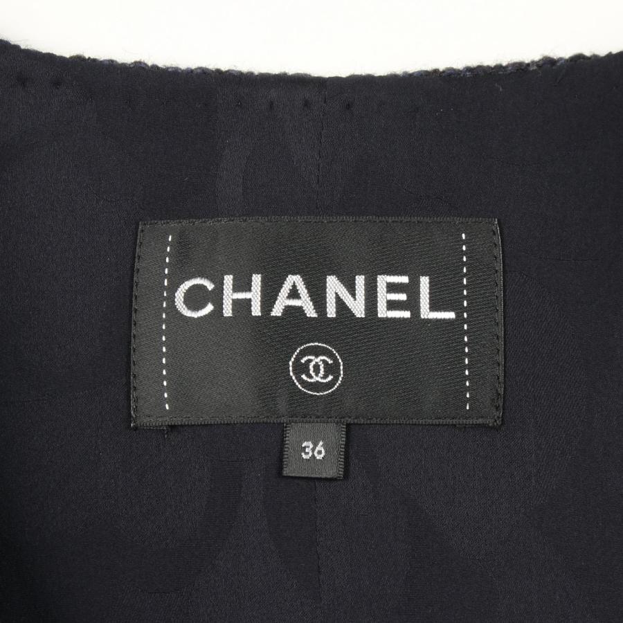 シャネル ビジューボタン ツイード ブランドオフ CHANEL ウール ノーカラージャケット 中古 レディース_2