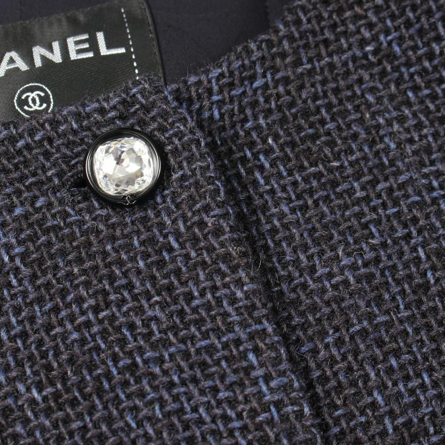 シャネル ビジューボタン ツイード ブランドオフ CHANEL ウール ノーカラージャケット 中古 レディース_7
