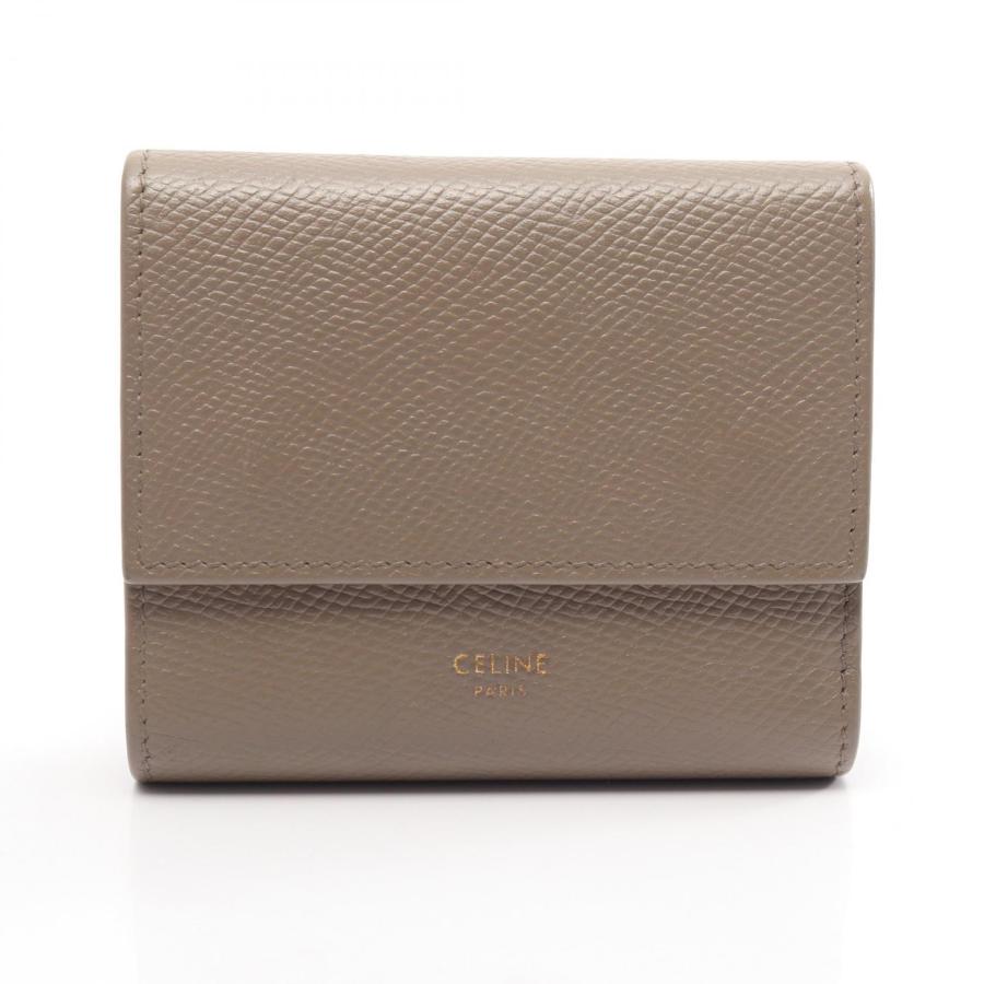 【人気】セリーヌ　スモール トリフォールドウォレット レザー　ベージュ　財布 CELINE（セリーヌ） スモール トリフォールドウォレット ブランドオフ