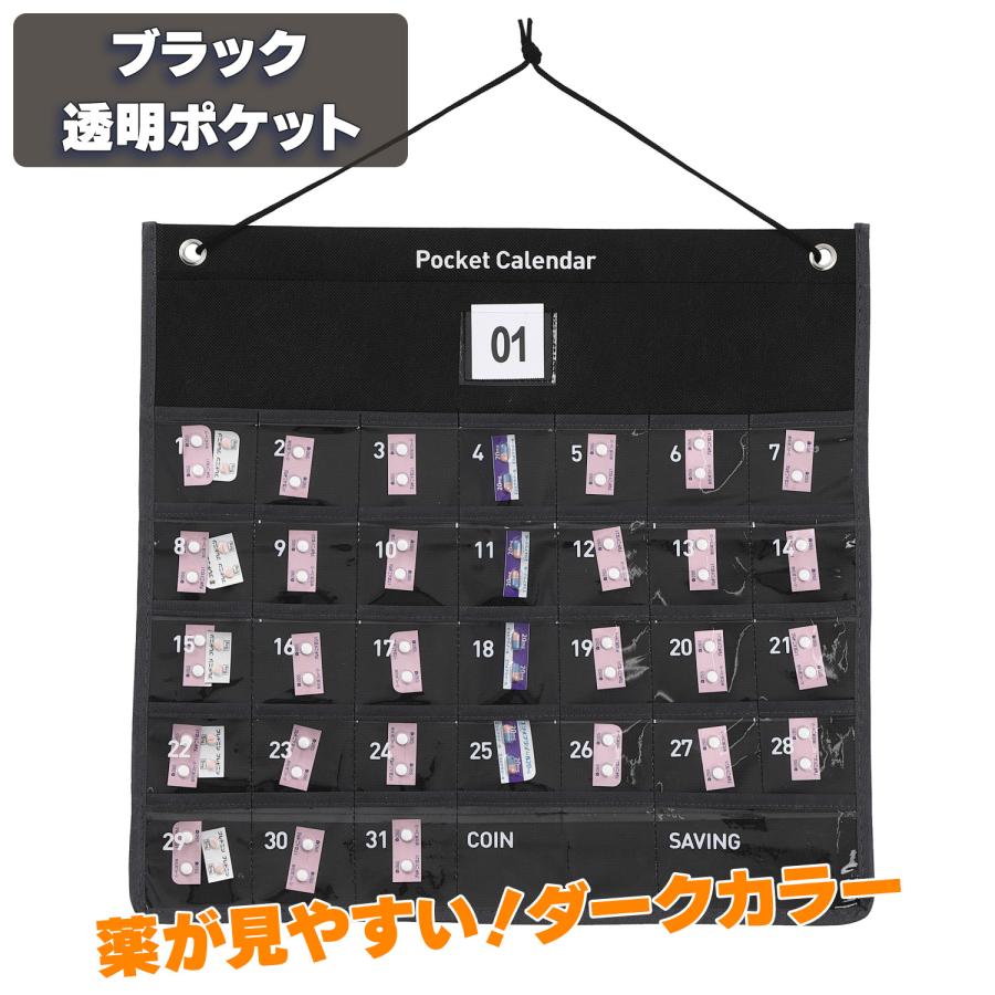 お薬カレンダー ポケット 1ヶ月 壁掛けカレンダー 毎日ずっと使える
