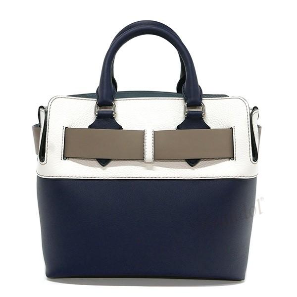 バーバリー BURBERRY レディース トートバッグ ショルダー レザー ベルトバッグ 2way ネイビー×ホワイト 8006577 A1250の画像